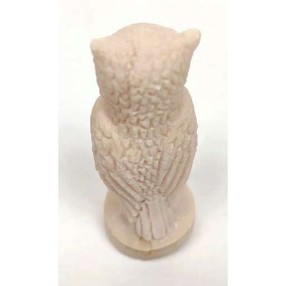 Sand Quartz Owl Figurine Pink w Dark Eyes 3" Vintage Studio Hobbyist Collectible - Picture 3 of 6
